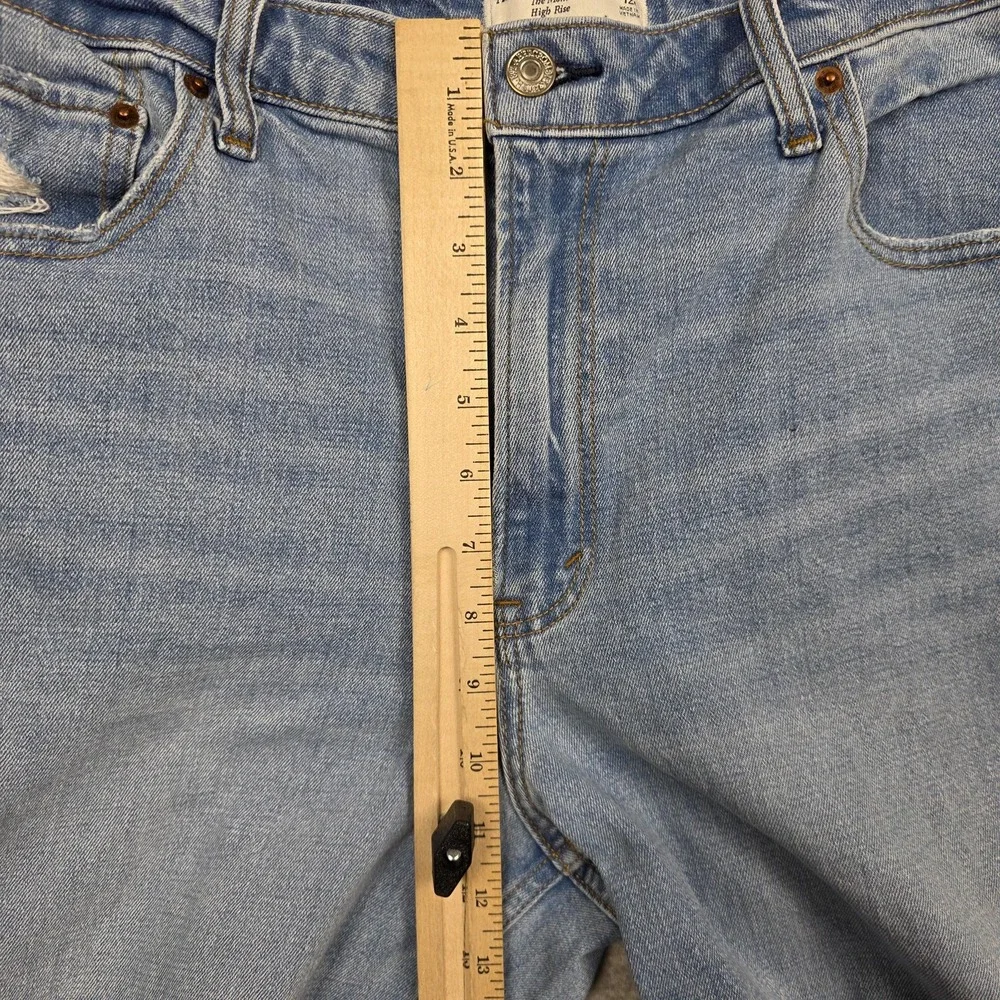 Abercrombie & Fitch Mom Jeans Womens 31 12 Blue‎ High Rise Curve Love Ripped